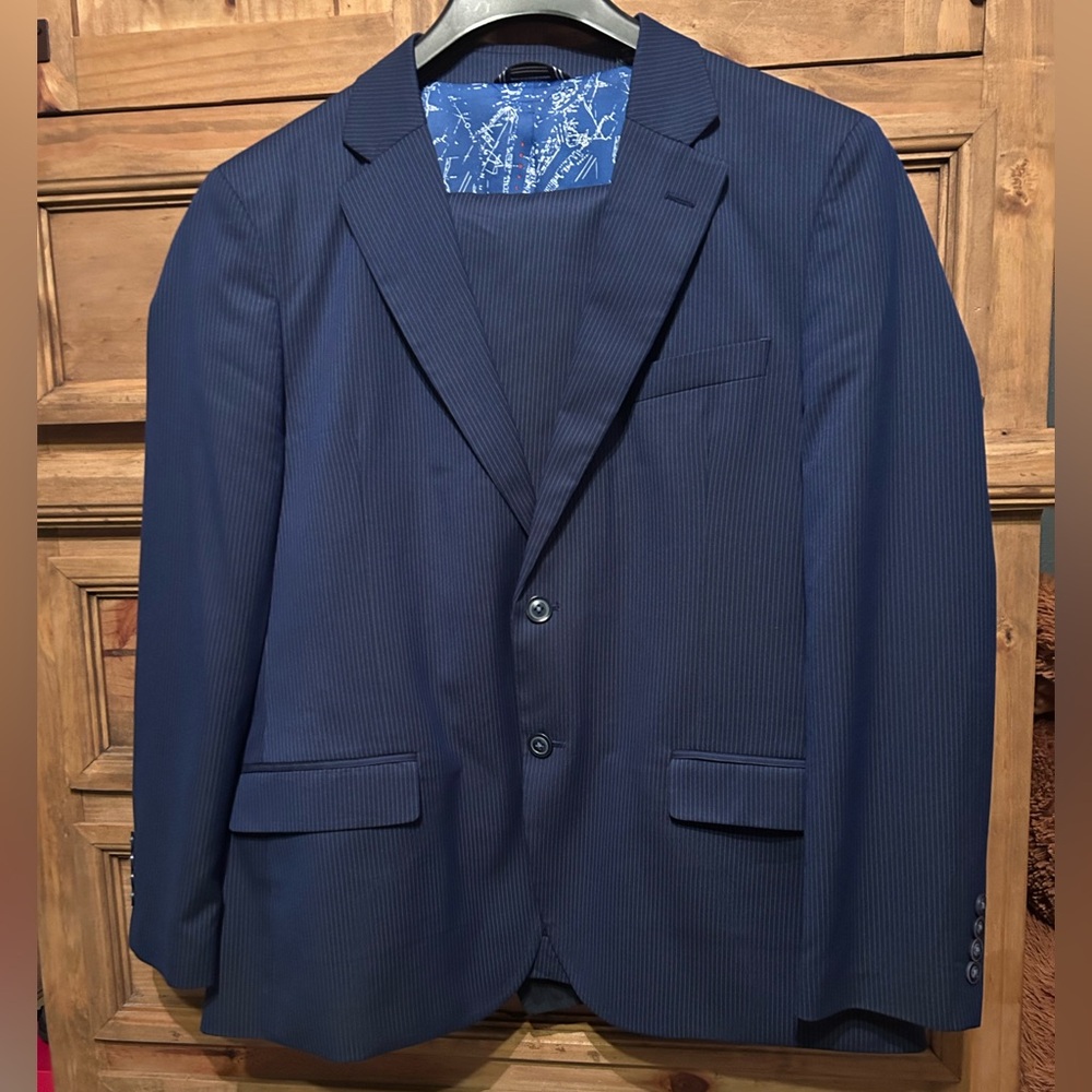 Men's Navy Pinstripe Two-Button Blazer